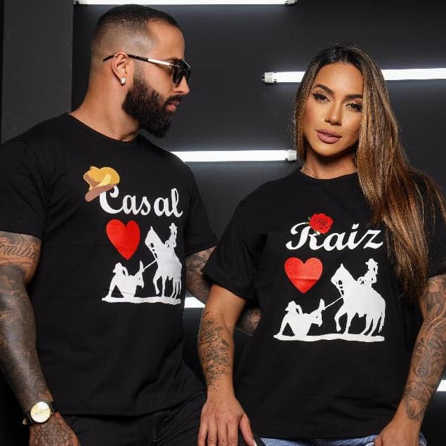 Kit Casal Camisetas Casal Raiz Namorados Camisa Conjuntos De Apaixonados Festa Peão Rodeio Cavalgada