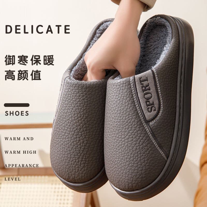 [Estoque pronto Envio rápido] Chinelos de algodão masculinos inverno novo estilo tamanho Extra grande casa interior anti