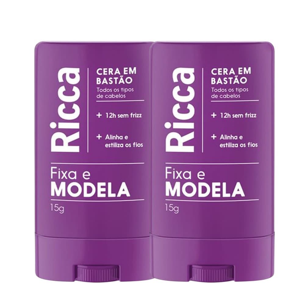 Kit 2 Cera Fixadora Cabelo Fixa Modela Alinha Fios em Bastão Ricca 15G