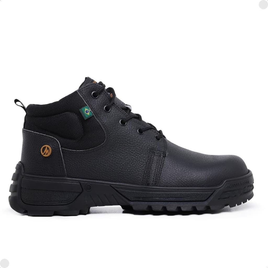 Bota Botina Segurança de Couro Legítimo Bico EPI com C.A. Calçado Adventure Trilha Sapato