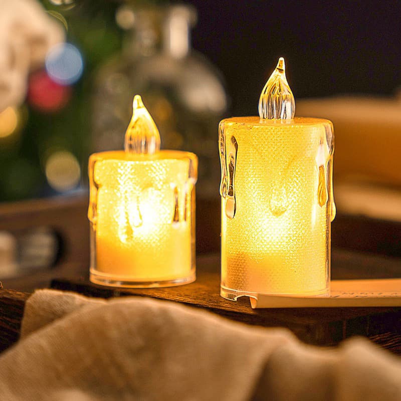 kit 3 Velas Decoração Enfeite Led Eletrônicas Luz Transparente amarelo com baterias para Festa