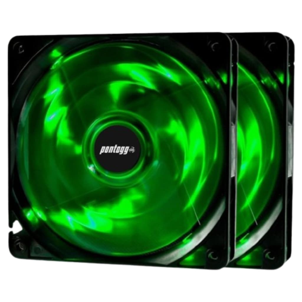 Kit 2 Cooler Fan Verde 4 Leds Para Gabinete PC Gamer 120mm Ventoinha de Otima qualidade