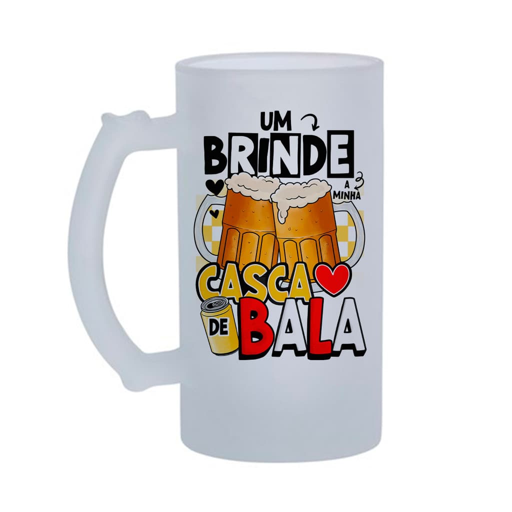 Caneca de Chope em Vidro Jateado Casca de Bala 475mL