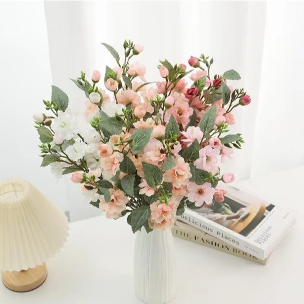 Buquê Rosas Camélias Flores Artificiais Arranjos De Decoração De Mesa De Lar--5658