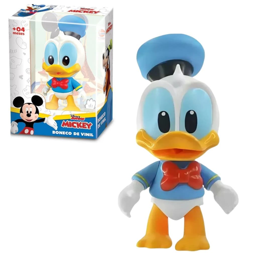 Brinquedo Infantil Boneco Disney Junior Pato Donald Vinil Articulado  12 cm