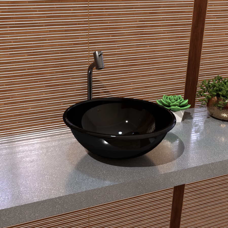 Cuba de Banheiro Redonda Sobrepor 35cm Preta Elegância e Durabilidade