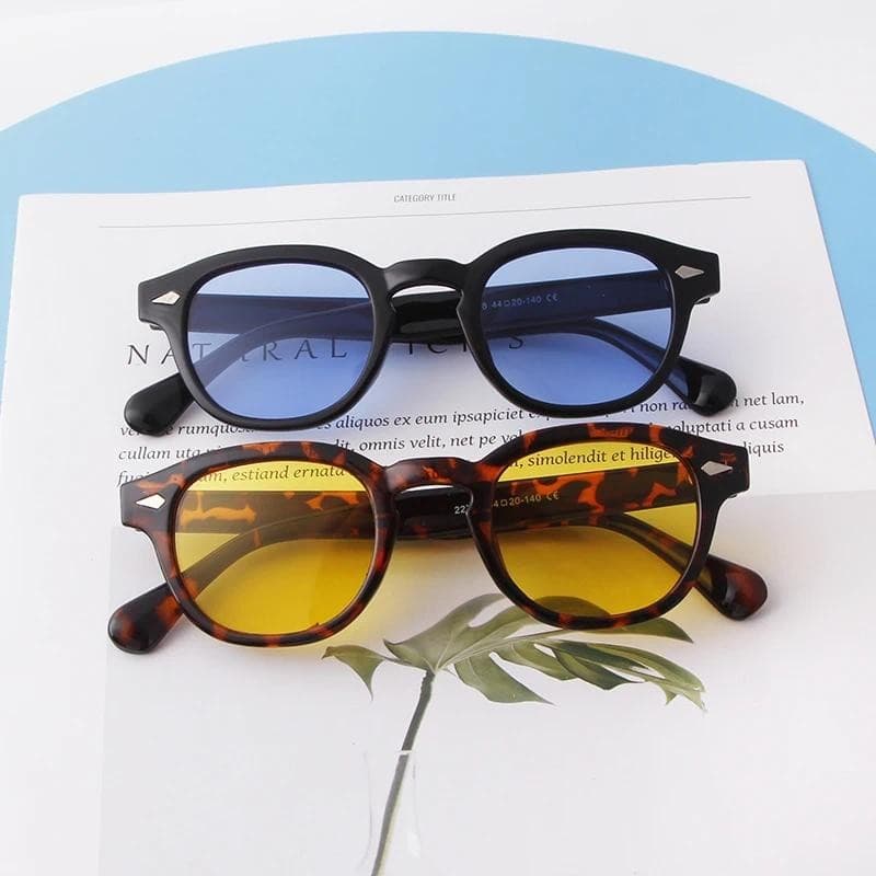 Óculos De Sol Redondos Com Concha De Tartaruga , Retrô , Rebite , Amarelo , Azul , Lente , Quadrado , Feminino , UV400