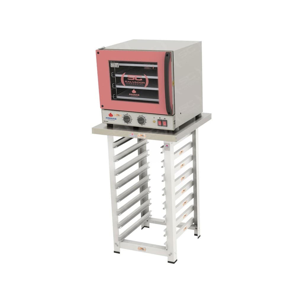 KIT - Forno Turbo Elétrico Fast Oven PRP-004 220V Rosa + Bancada MES-004 - Progás