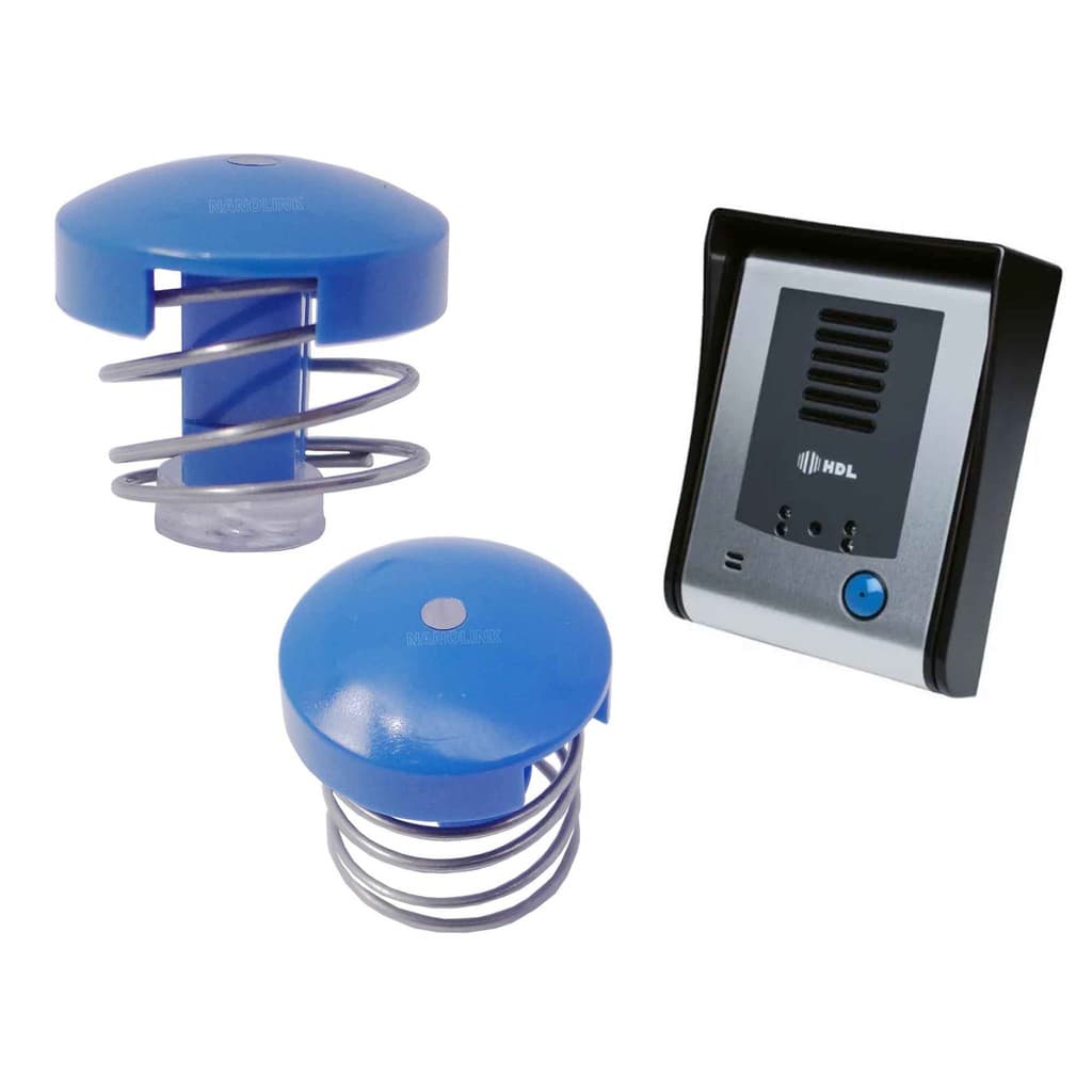 Botão Circular Azul Com Mola e Refrator Porteiro Eletrônico f9s Video Porteiro Sense HDL