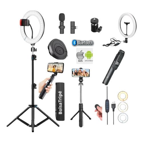 Ring Light Com Tripé Luz De Led Para Fotos Right Light Kit Com Microfone
