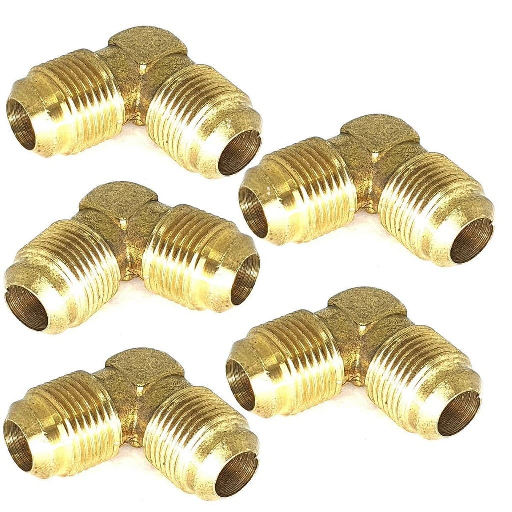 KIT 5 COTOVELO JOELHO COBRE 1/4 SAE X 1/4 SAE MACHO FLANGE
