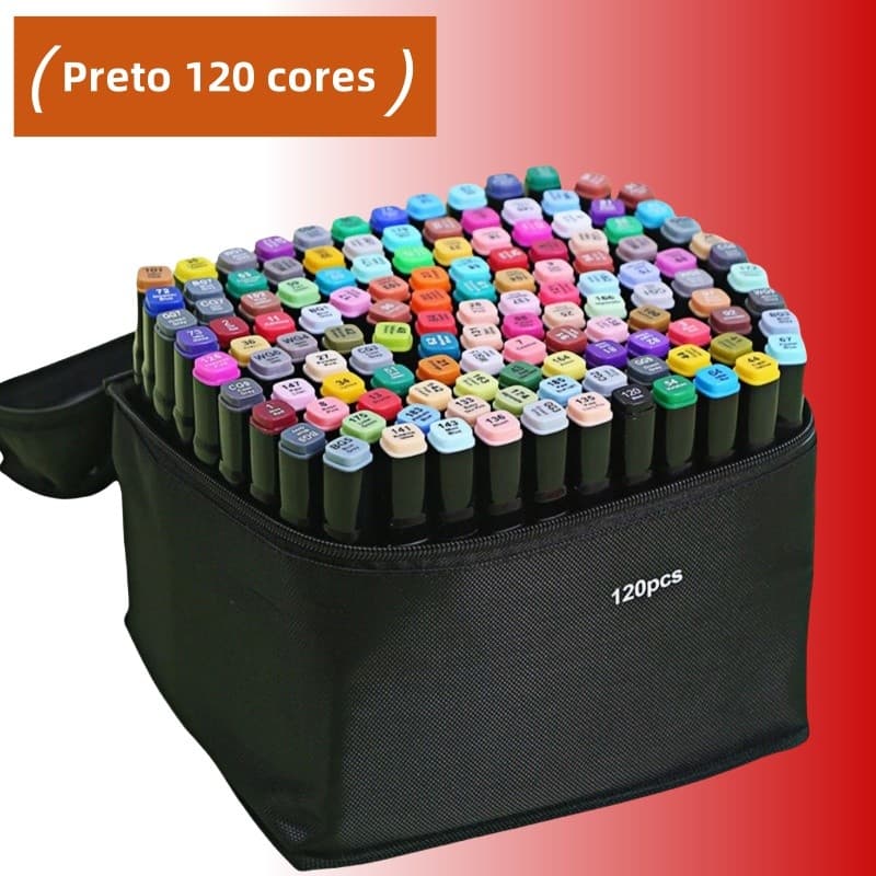 Conjunto de canetas marcadoras profissionais de 12 a 120 cores / design pintado à mão / alta cobertura