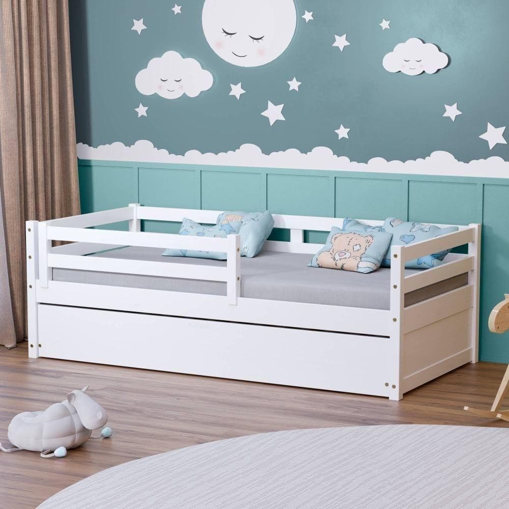 Bicama Solteiro Slim RB Grade Proteção Madeira Branco