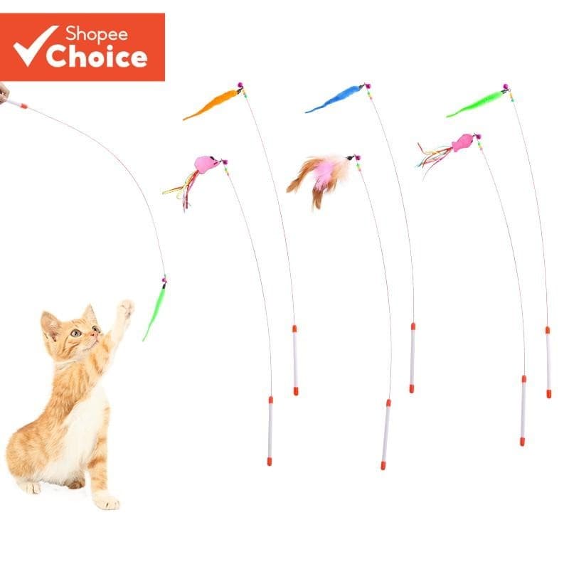 Varinha De Provocação De Gato PurrPlay , Fio Flexível Colorido Com Pena E Sino , Brinquedo Interativo Para Exercícios De