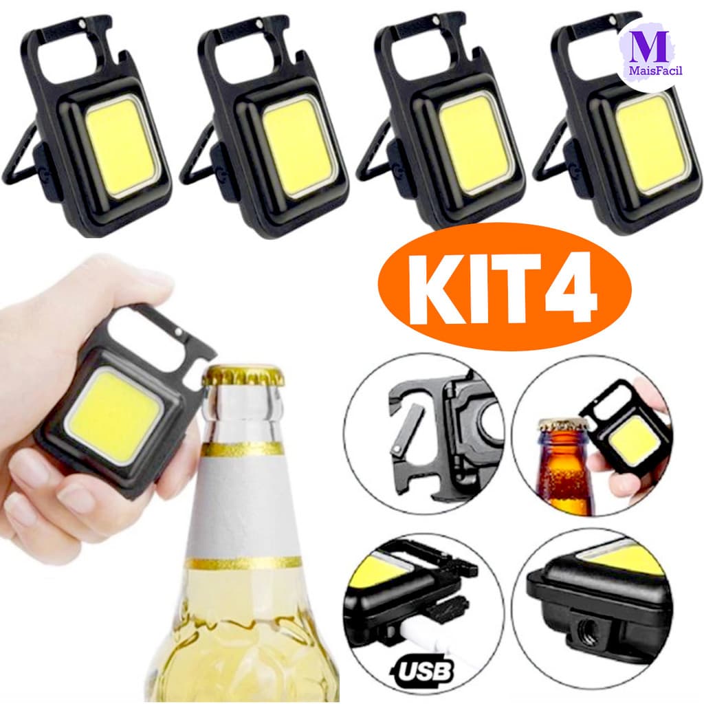 Mini Lanterna Com LED Portátil/USB Recarregável Ajustável Iluminação 3 Modos Luz Chaveiro Lanternas E Abridor