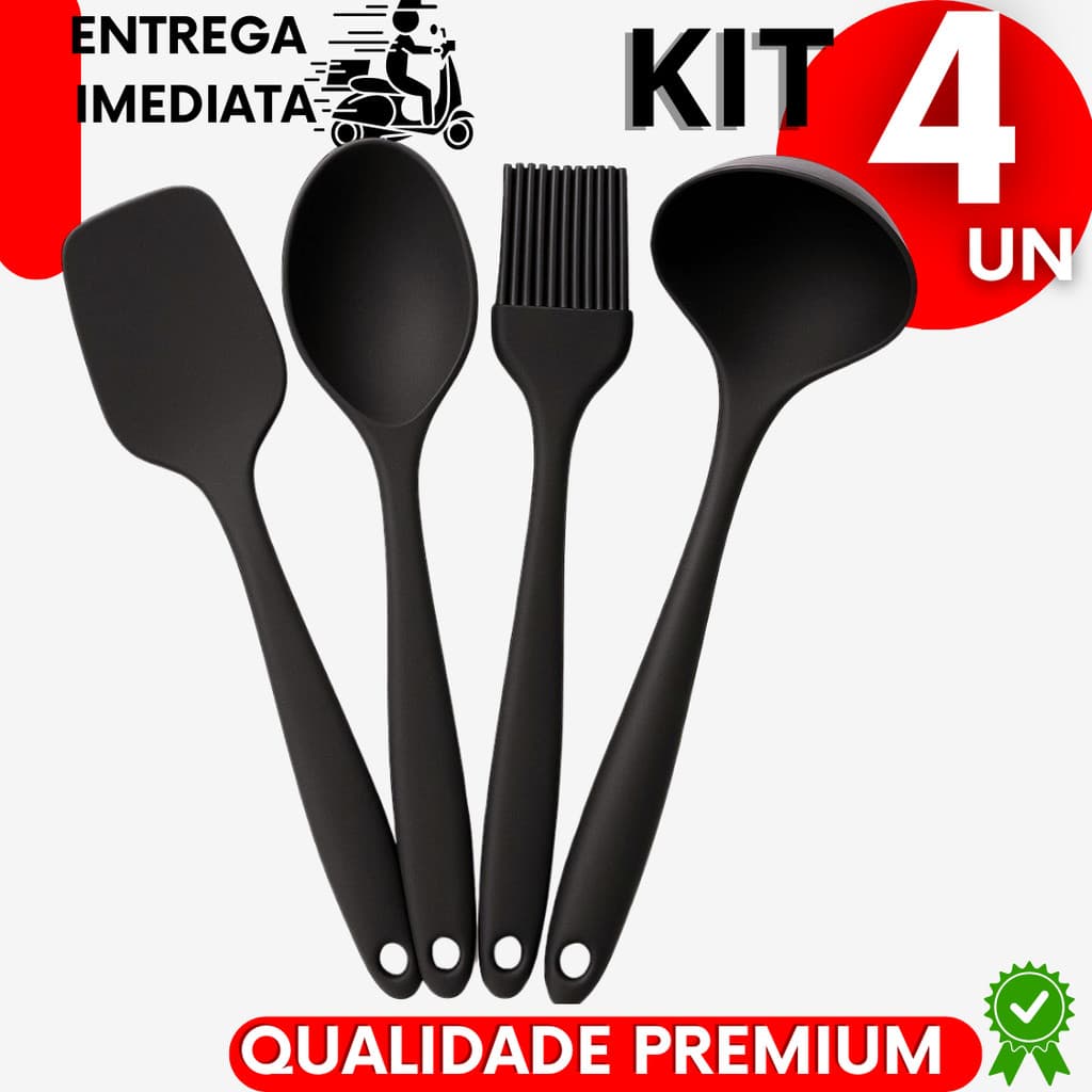 Utensílios de Silicone 4 Peças Não Risca Panela Perfeito Para Preparo de Refeições Cozinha Comum Restaurantes