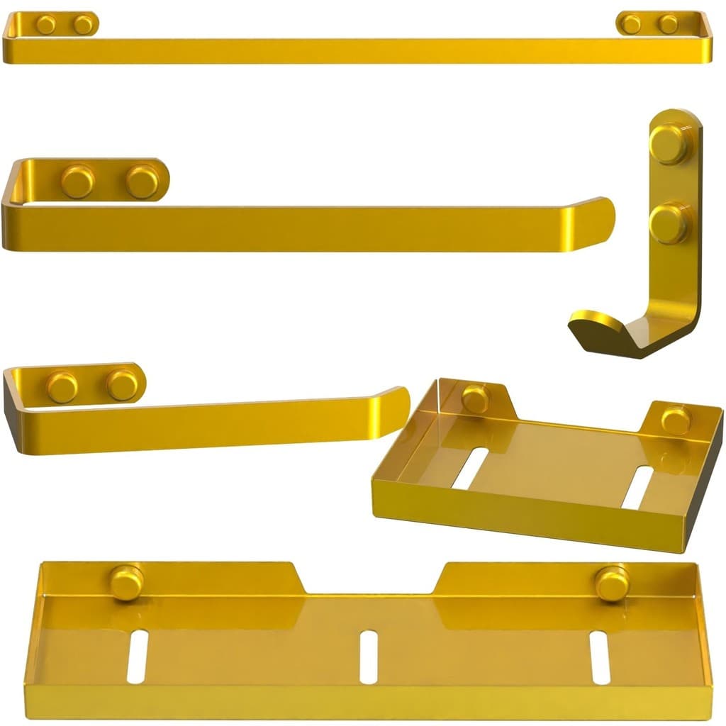 Kit Acessórios Para Banheiro 6 Peças Dourado SF Plus