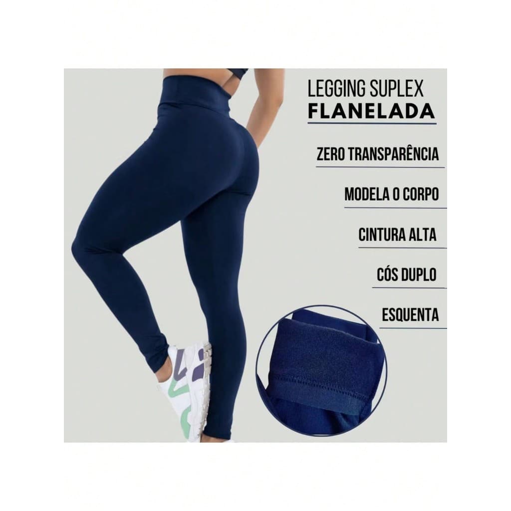 Calça Legging Flanelada Peluciada Térmica Inverno Feminina Suplex Forrada Para Frio Reforçada