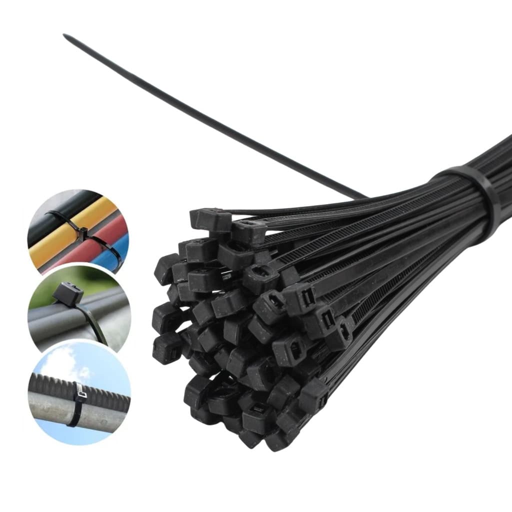 Abraçadeira de Nylon Braçadeiras Fixação Diversa Cabos Elétricos Veículos Bicicletas Motor 40cm x 7,6mm 100 Peças Preta