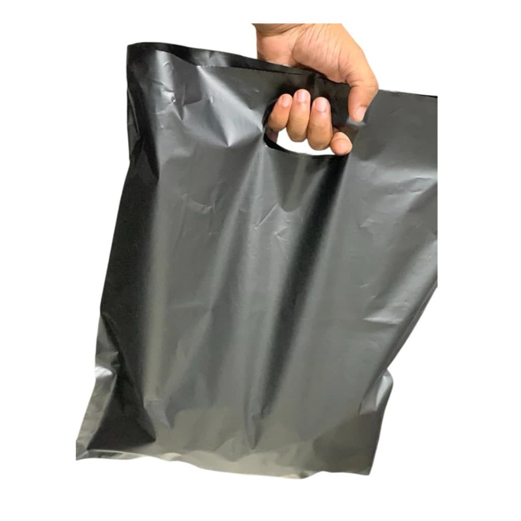 50 Sacolas Plásticas 40x50 Alça Boca De Palhaço Preta