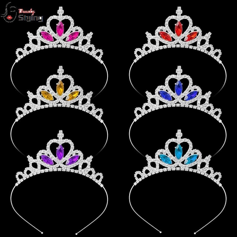 GERYRUD Tiara De Coroa De Princesa , Joia De Cabelo De Liga , Strass , Faixa , Cristal