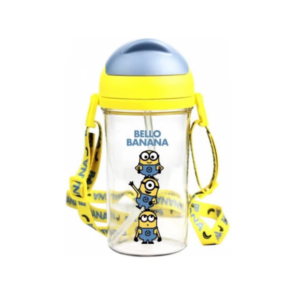 Garrafa Squeeze Infantil com Canudo e Alça Minions Miniso
