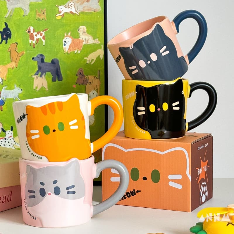 [Estoque pronto + frete grátis] Copo de água Copo térmico Caneca térmica Xícara de café Copo de água de gato fofo Caneca