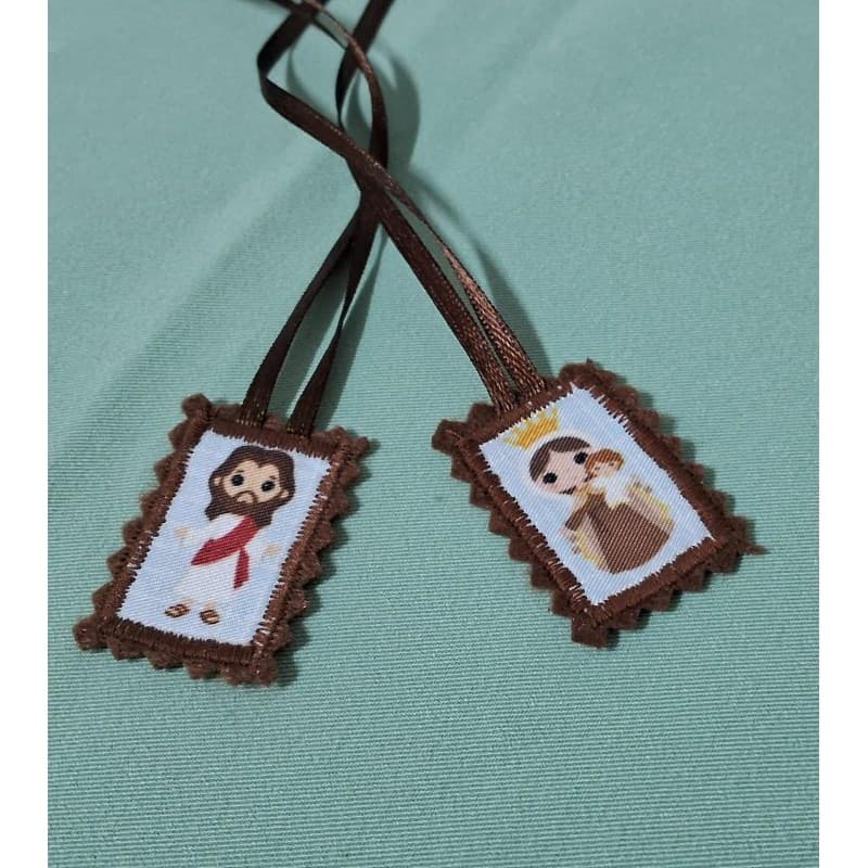 Escapulario infantil em Tecido, Nossa Senhora do Carmo, Baby, Escapulário Mirim.