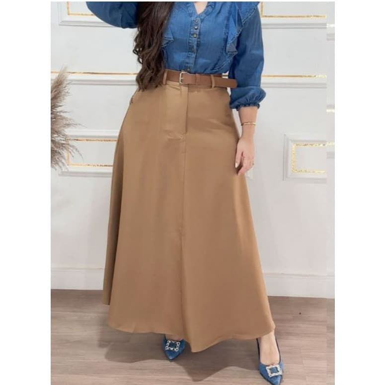 Saia Longa Alfaiataria Elegante Moda Evangelica Cintura alta para igreja
