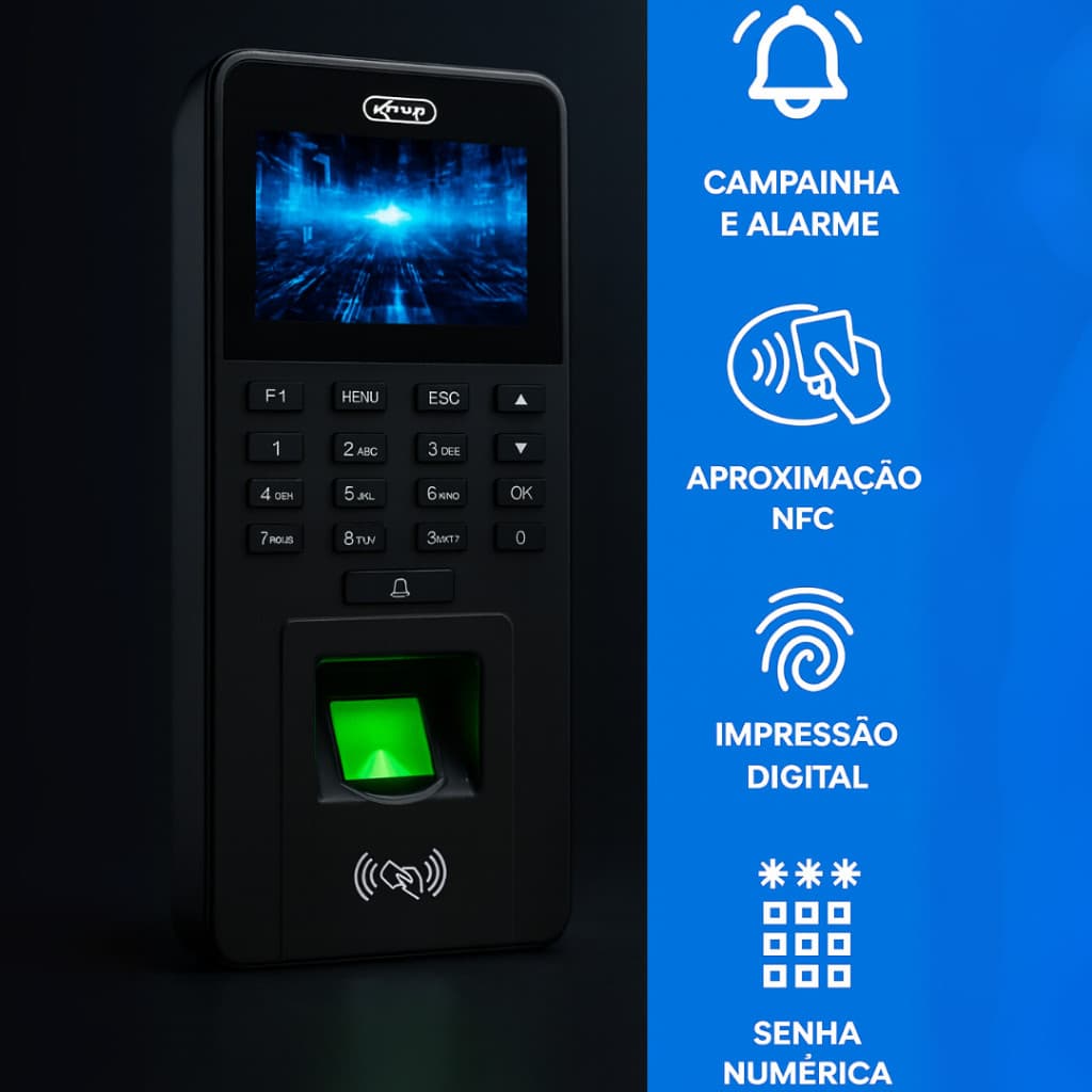Relógio de Ponto Digital  com Reconhecimento Facial e Biometria ,Controle de Acesso e Frequência(003)