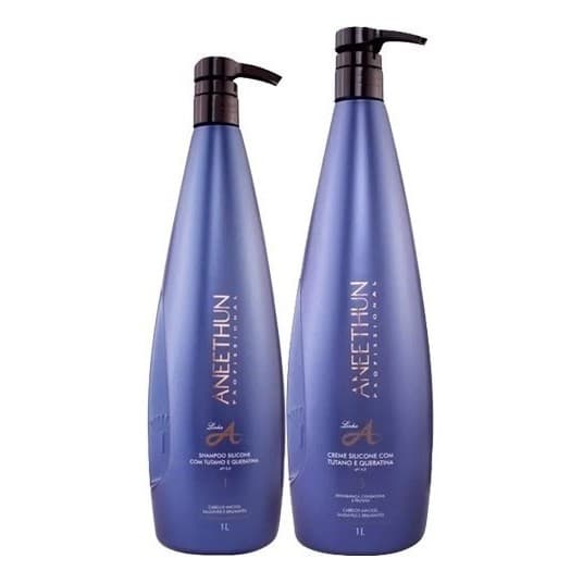 Kit Xampu Aneethun Linha A 1 Litro Creme De Silicone Pro Brilho e Maciez