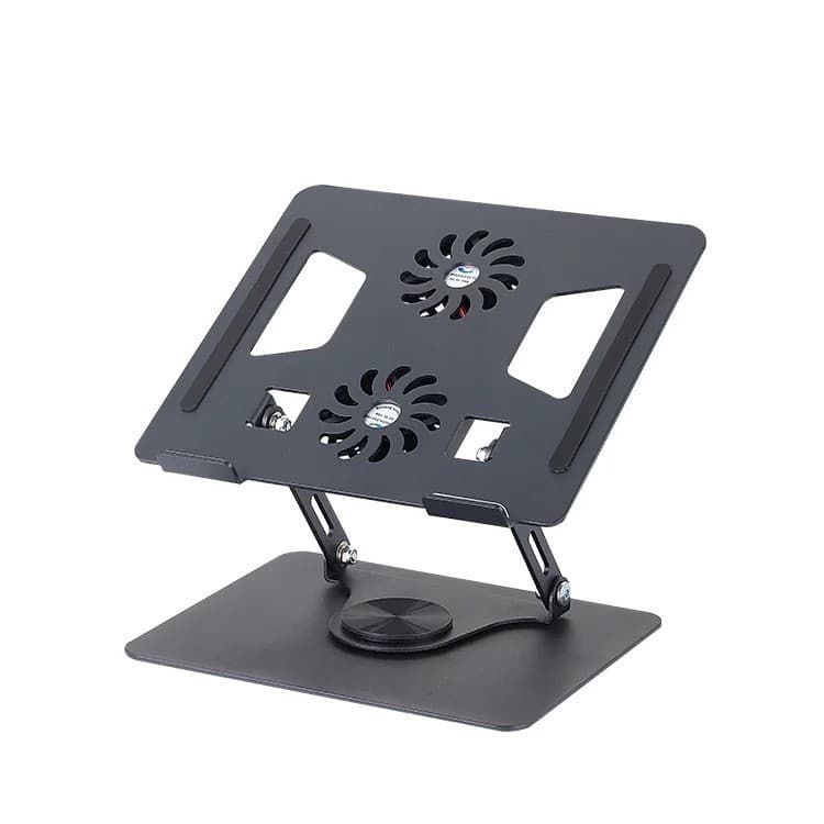 Suporte Com 2 Coolers Alumínio Base 360° Macbook Notebook
