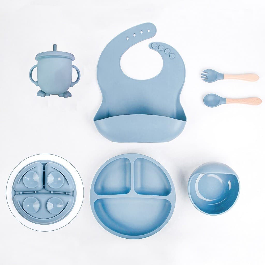 Kit Refeição Infantil De Silicone Com Talher Babador Tigela Copo - BM-A787