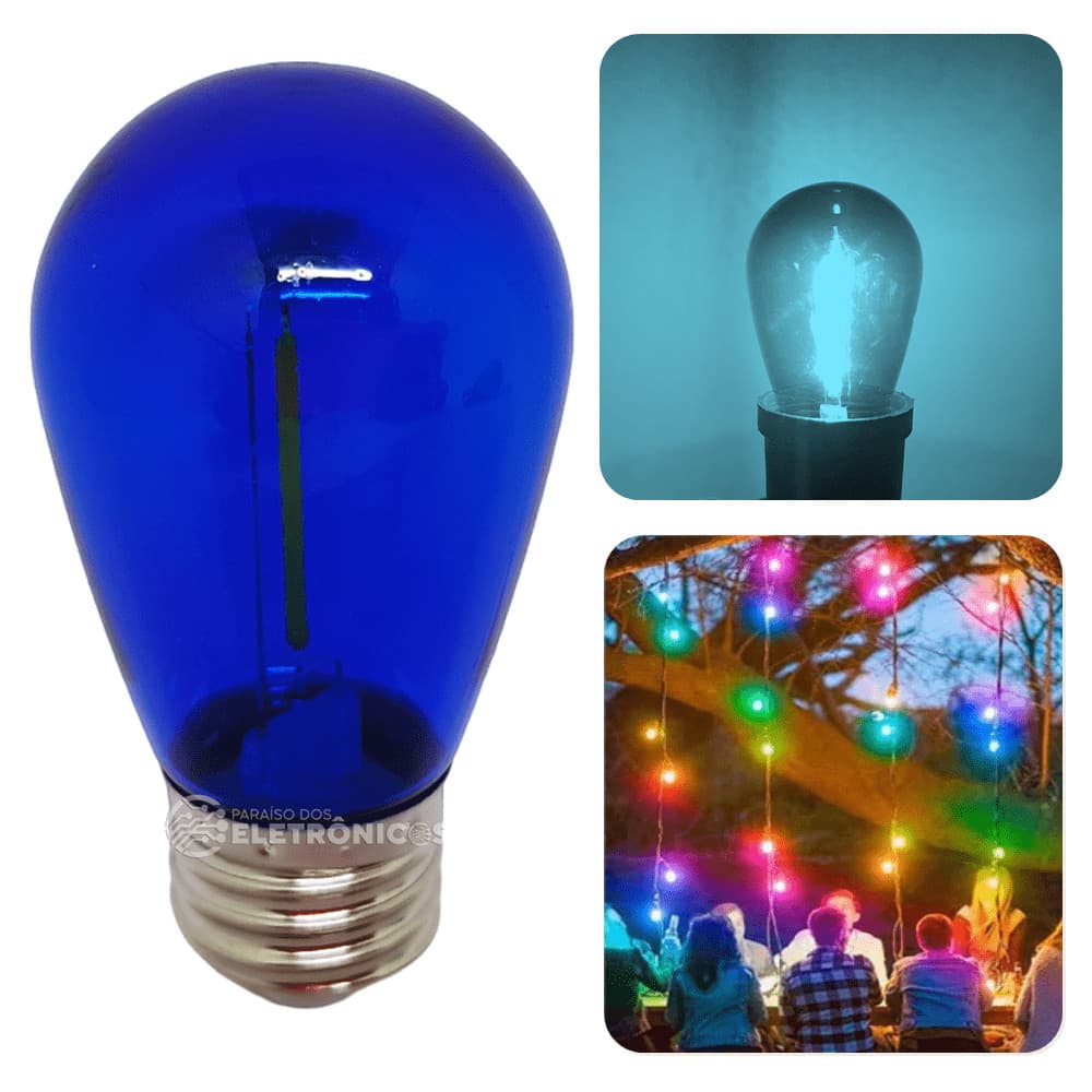 Lâmpada Luz Led Azul Retrô Casa Festa Bar Resistentes A Quedas 61463AZ