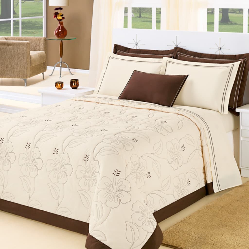 Cobre Leito Belle com Bordado para Cama de Casal Queen 5 Peças