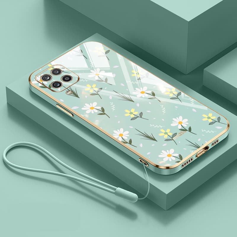Capa Para Samsung Galaxy A12 M12 F12 A22 M22 F22 M32 4G 5G A22 5G A12 Nacho A12S Pequenas Flores Luxo Galvanoplastia Ant