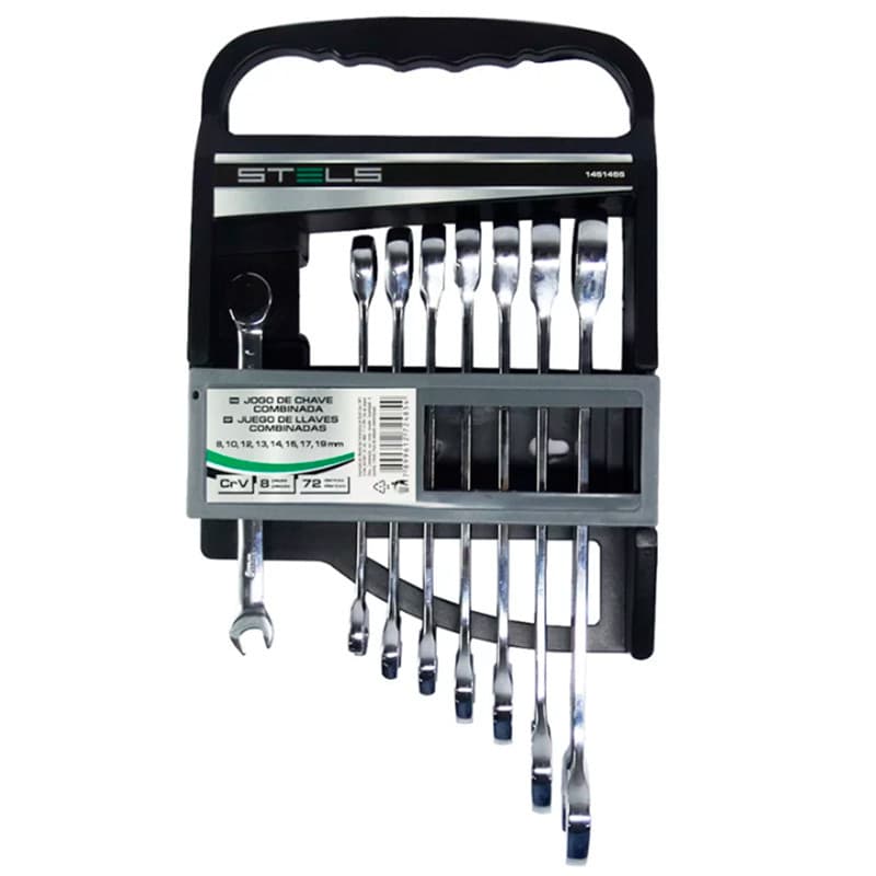 Jogo de Chave Combinada com Catraca 8mm a 19mm com 8 Peças Stels