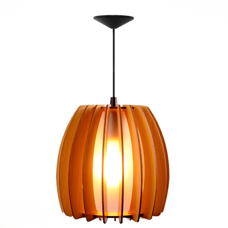 Lustre Pendente de Madeira Bari Mini 21x19cm Soq E27
