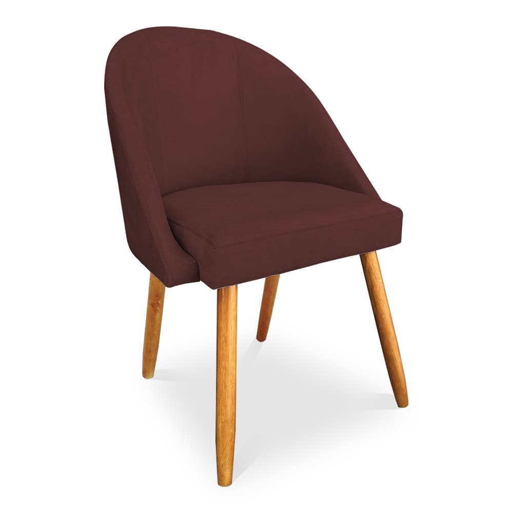 Cadeira de Jantar Bela Suede Marsala Pés Palito Castanho - Pallazio