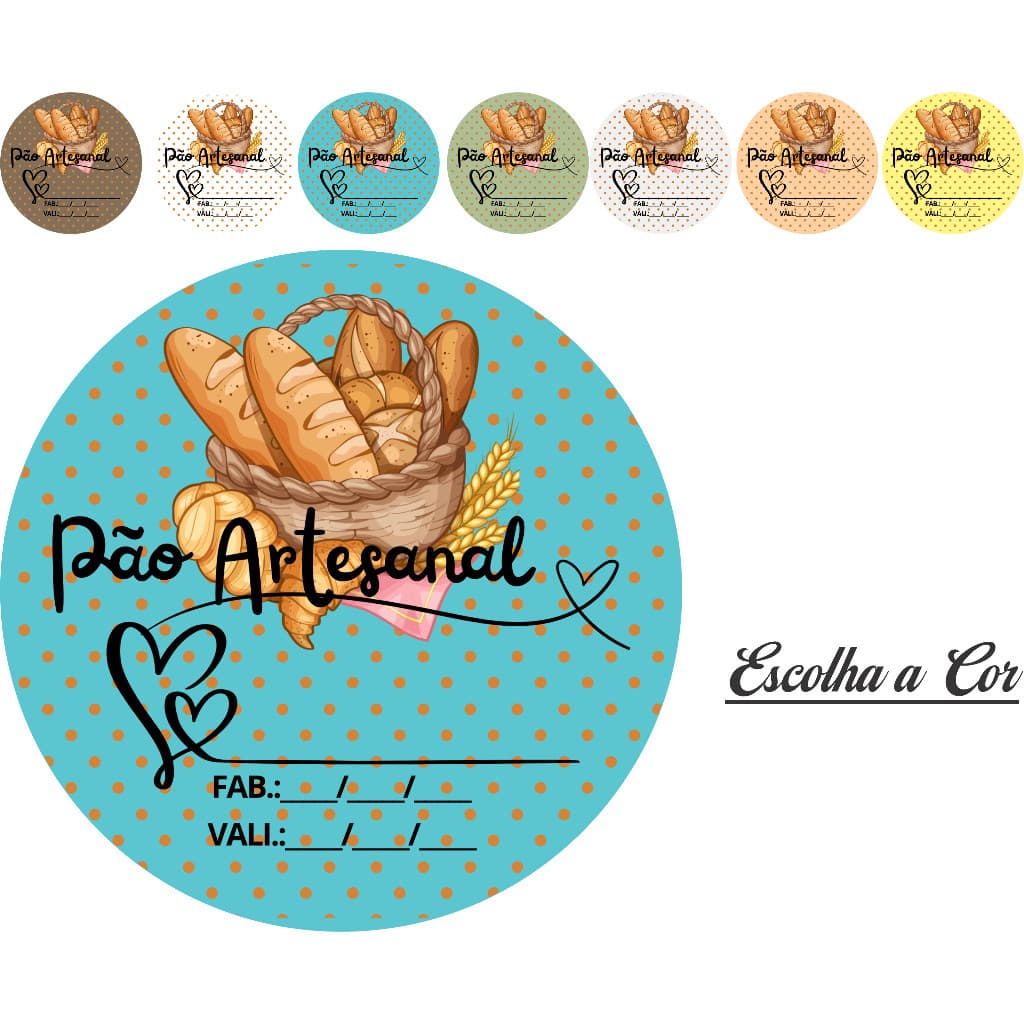 50 100 150 200 UNIDADES ADESIVO ETIQUETA TAG REDONDO 3,5 CM PÃO CASEIRO ARTESANAL  MODELO 1 A PROVA DE AGUA  AUTO ADESIVA UNIDADES PARA EMBAGENS CAIXAS SAQUINHO PAPEL TERMICO POTES E POTES DE GELADEIRA
