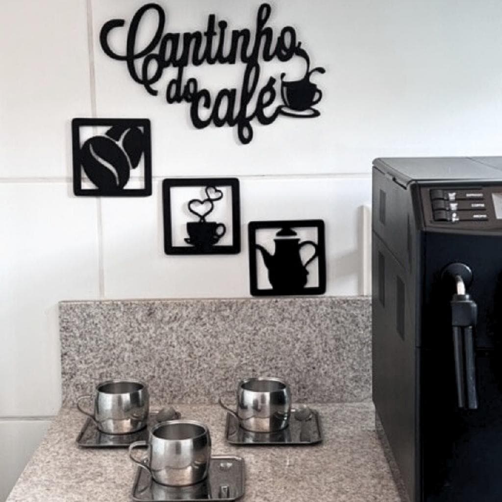 Kit Cantinho Do Café Placa Quadro Decorativo Mdf Copa Cozinha Letreiro Quadrinhos