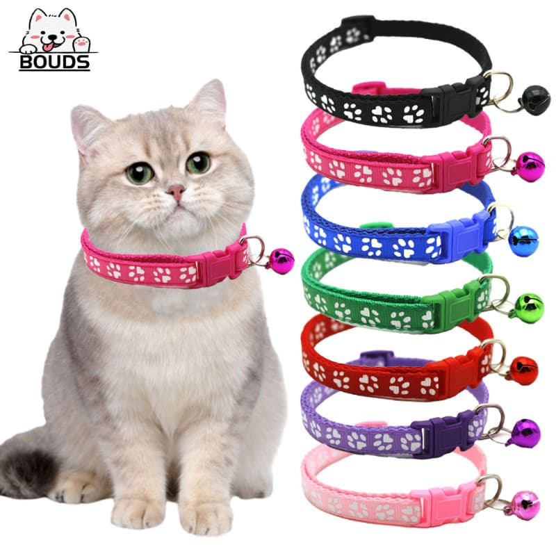 Colar para Cães e Gatos com Campanha, em Nylon, Ajustável, para Raças Pequenas