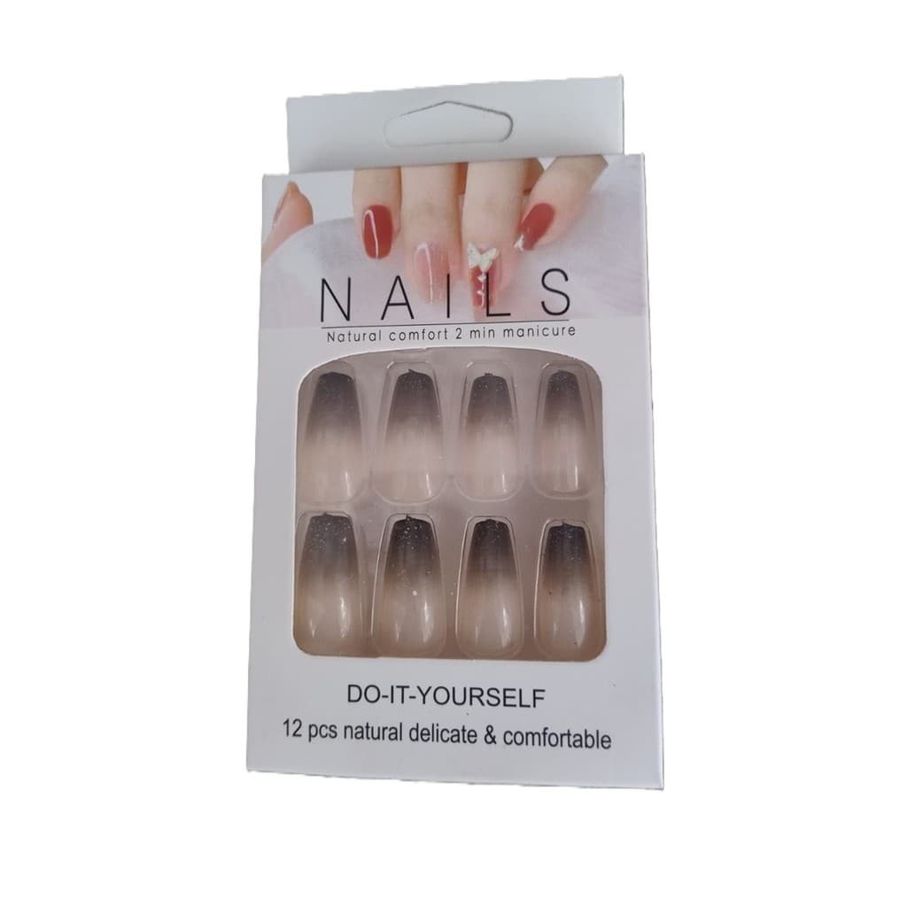 12 Unhas Postiças Bailarina + Cola – Formato Moderno, Praticidade e Beleza Instantânea