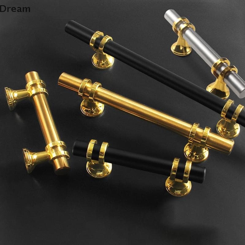 < Dream > Puxadores Modernos Do Armário Ouro Preto-Botões Contínuos Da Gaveta Para Móveis Cozinha Com Material Liga De Z