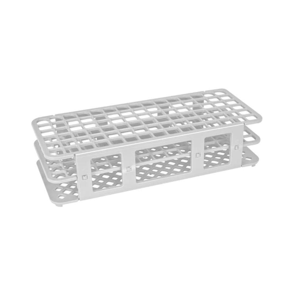 ESTANTE EM PP PARA 90 TUBOS DE ENSAIO ATÉ 13 mm - BRANCA 90 Lugares PP Branca Suporte Laboratório Biologia Química