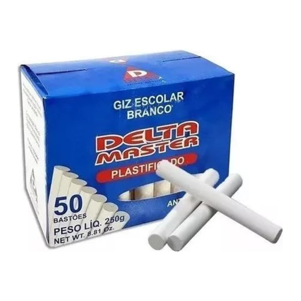 Giz De Lousa Antialérgico Branco Cx 50un - Deltamaster