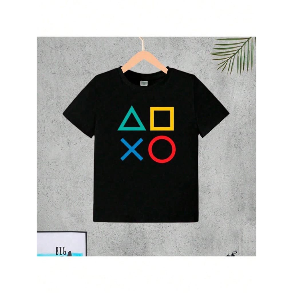Camiseta Infantil Game Simbolo Menino Roupa Criança Masculino Verão Videogame