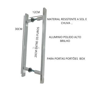 Puxador De Porta 30m Pivotante Madeira Vidro Portão Polido