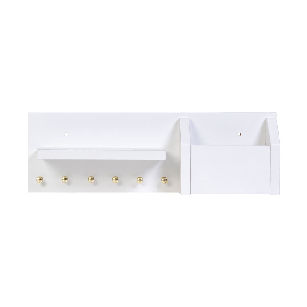 Organizador de Parede Porta Chaves MDF Ganchos Prateleira Suporte Celular Carteira
