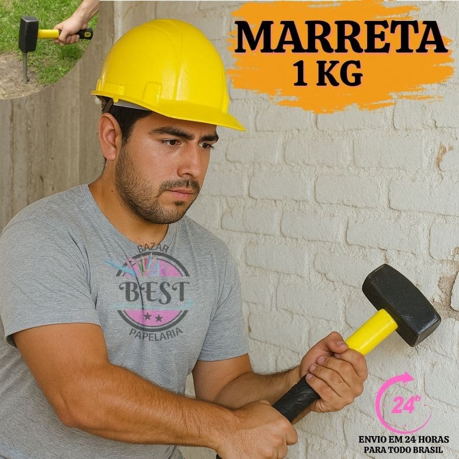 Marreta Quadrada 1,0 Kg Com Cabo Fibra